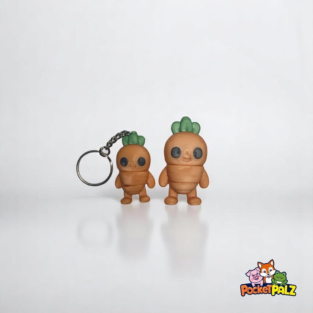 3D Printed Articulated Baby Carrot Fidget Toy or Keychain